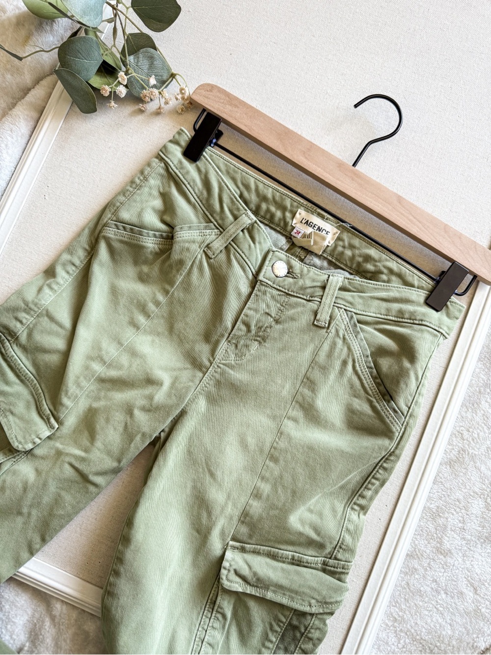 L’AGENCE Green Ankle Zip Cargo Pants / Utility Pants Size 24